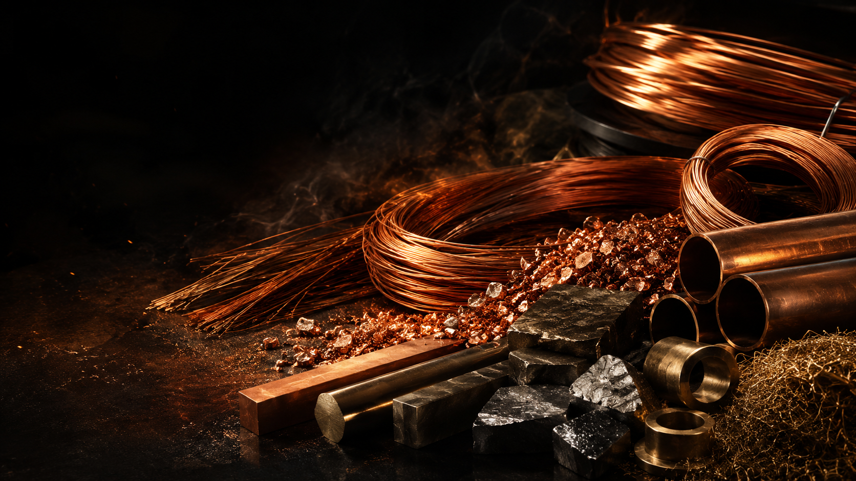 Copper and industrial metal materials including wire, bars, tubing and processed metal